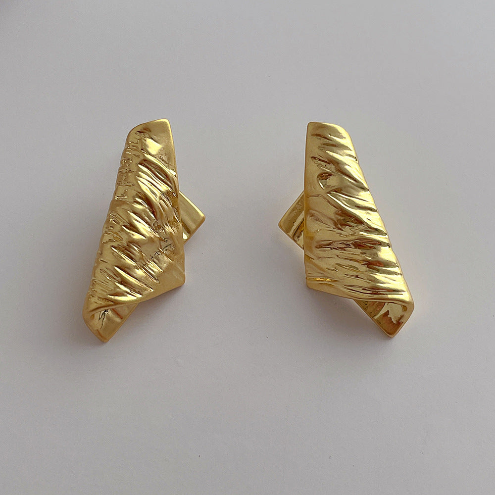 Irregular Fold Geometics Metal Earrings DPJE1832