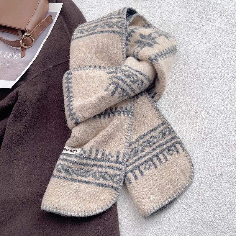 Vinatge Fair Isle Jacquard Warm Knit Scarf 6W6NSC77