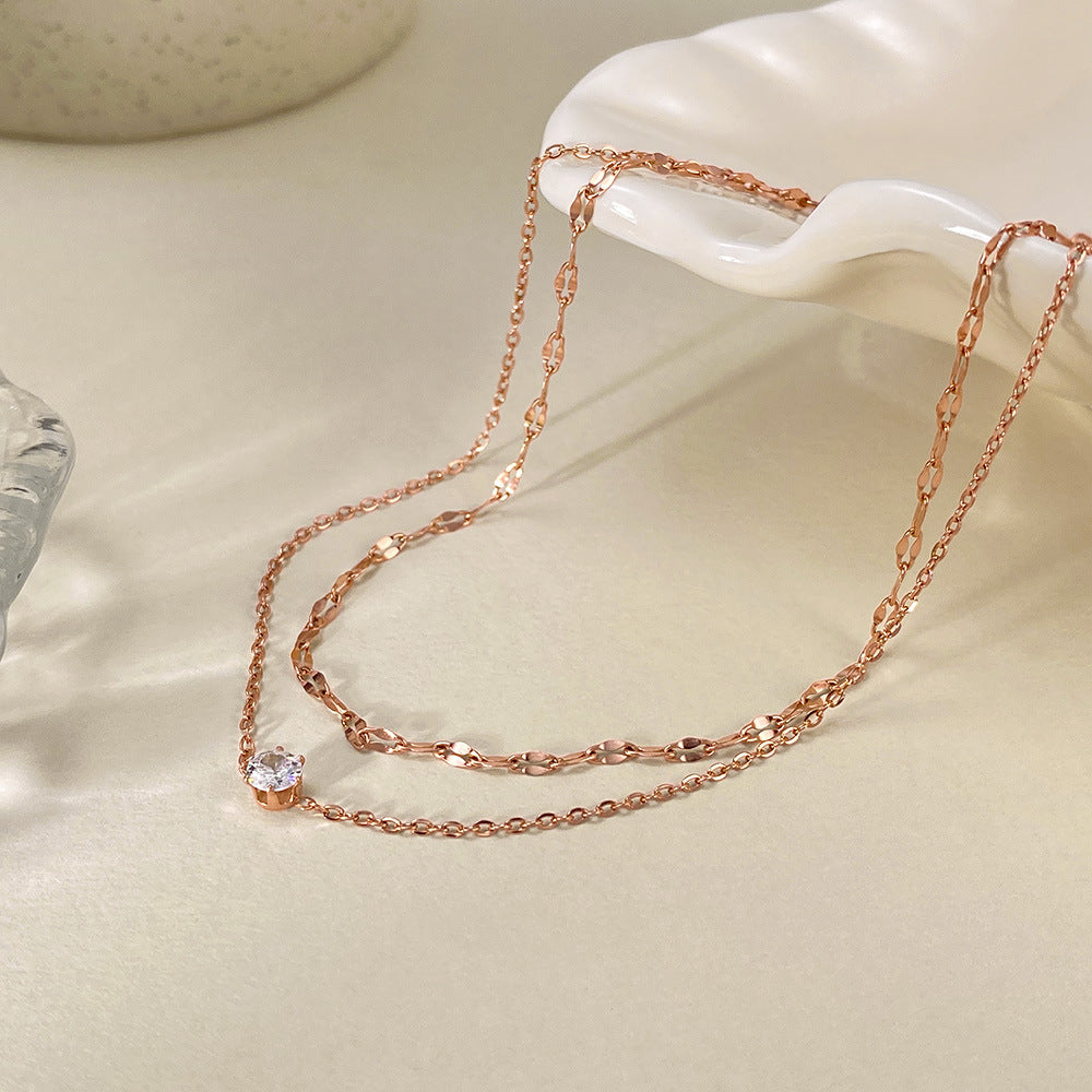 Minimalist Double Layer Sparking Rhinestones Chain Anklet 8ZA6JAB32L