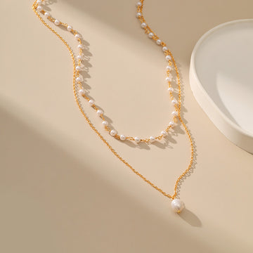 Elegant Pearl Pendant Layered Necklace DPJN0929