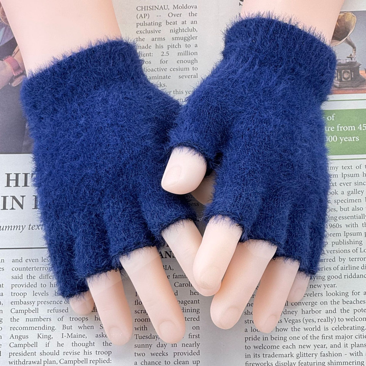 Convertible Fingerless Faux Fur Gloves - DippedShop Wholesale - #3507