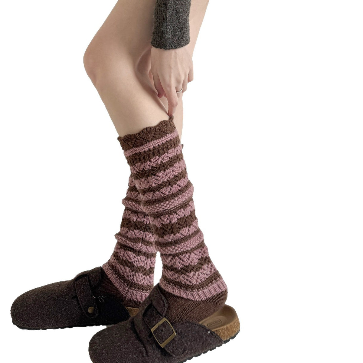 Striped Slouchy Mid-Calf Socks - DippedShop Wholesale - #9155