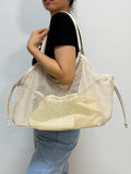 Minimalist Solid Color Hollow Straw Woven Shoulder Bag MK2BCR6W10BBG20