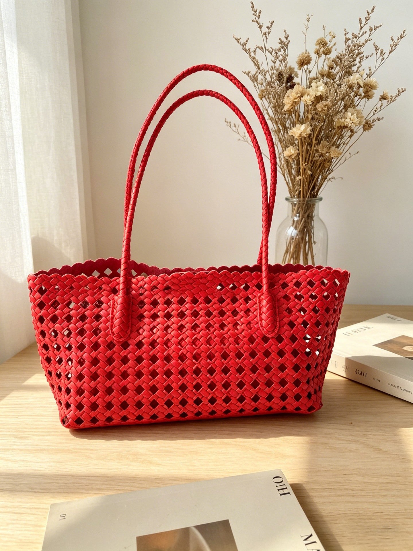 Woven Hollow Out Tote Bag - DippedShop Wholesale - #5331