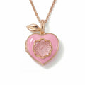 Cute Pink Peach Heart Pendant Locket Necklace 6W6JNC413L