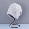 Rhinestone Solid Color Angora Knit Beanie 6W6HAT694