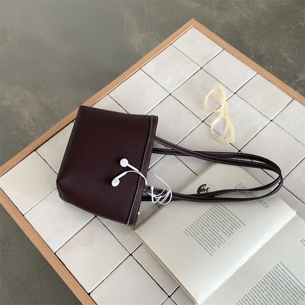 Trendy PU Solid Color Bucket Tote Bag 6W10BBG1889
