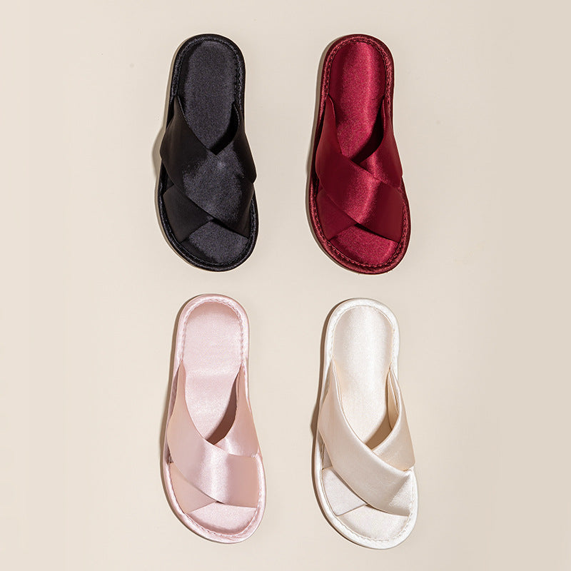 Solid Satin Slide Slippers - DippedShop Wholesale - #8643