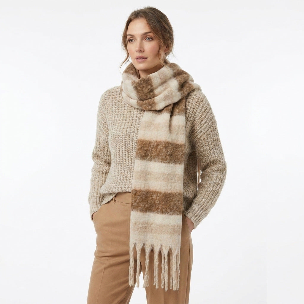 Plush Color Block Scarf - DippedShop Wholesale - #0675