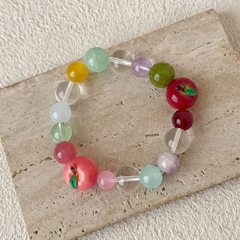 Cute Colorful Bead Apple Stretchy Bracelet 6W6JBR379