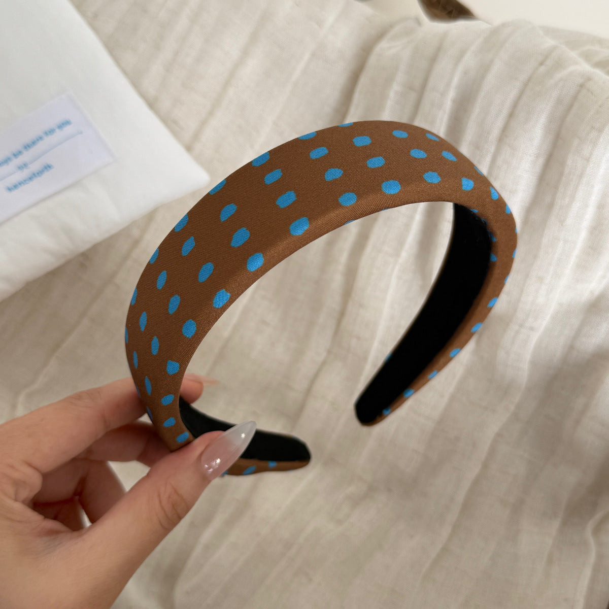 Retro Polka Dots Print Wide Headband MK2PIM6W6HBD74