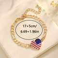Retro Gold Plated USA Flag Chain Bracelet 8ZA6JBR304L