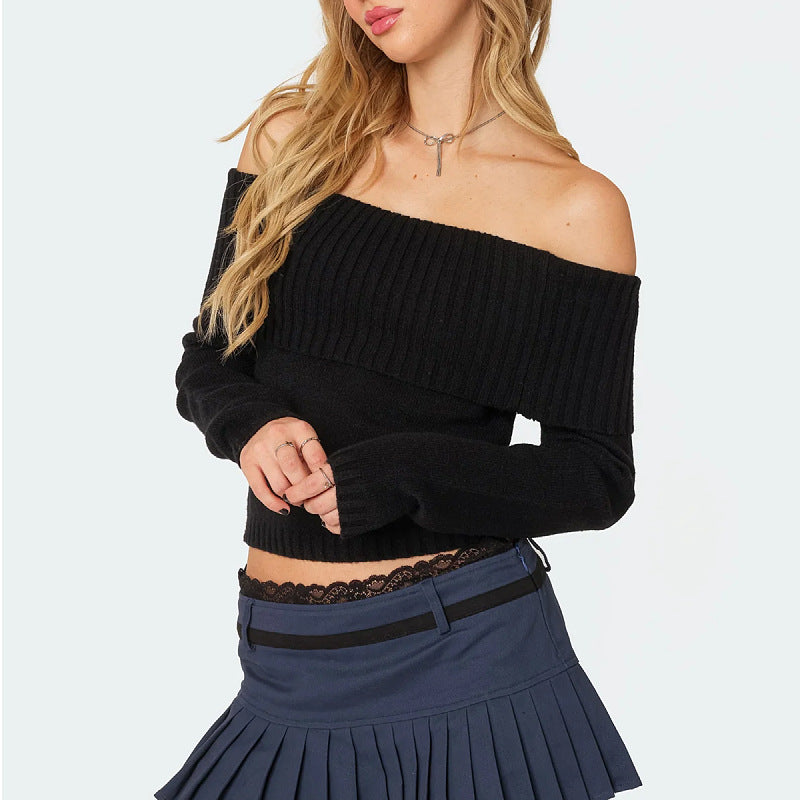 Sexy Solid Color Off Shoulder Knited Top DP25E514