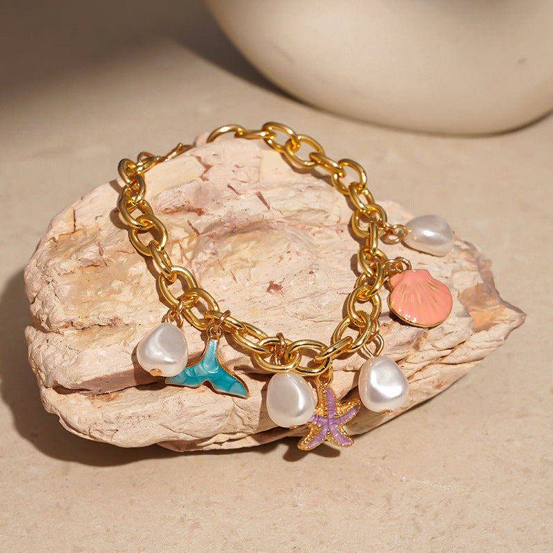 Stylish Gold Plated Pearl Tass - DippedShop Wholesale - #9171