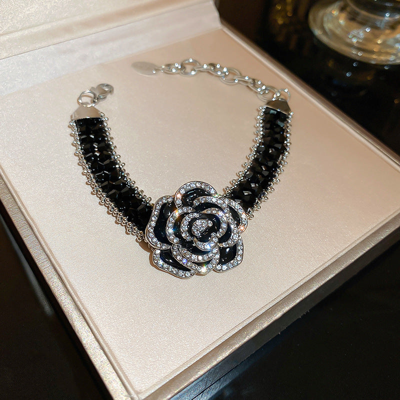 Stylish Rhinestones Camellia Chain Necklace 6W6JNC888