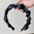 Stylish Solid Color Rhinestones Ruffled Satin Headband MK2SPM6W6HBD22