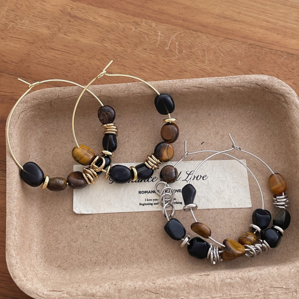 Boho Beaded Stone Hoops - DippedShop Wholesale - #2035