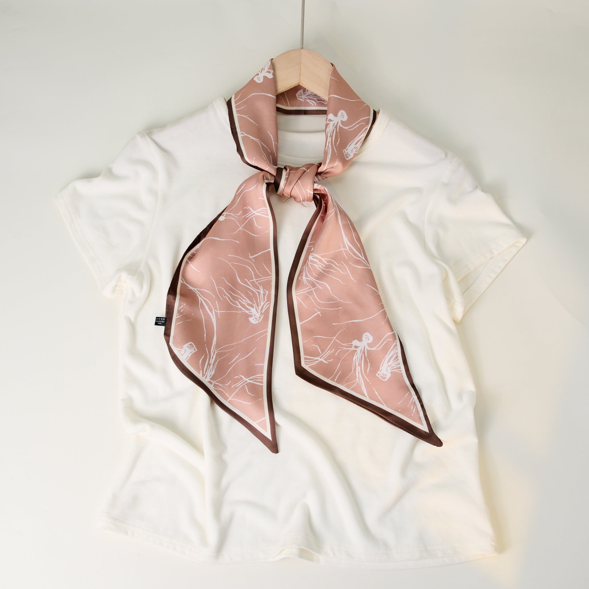 Simple Color Block Striped Print Silk Scarf 6W6NSI258