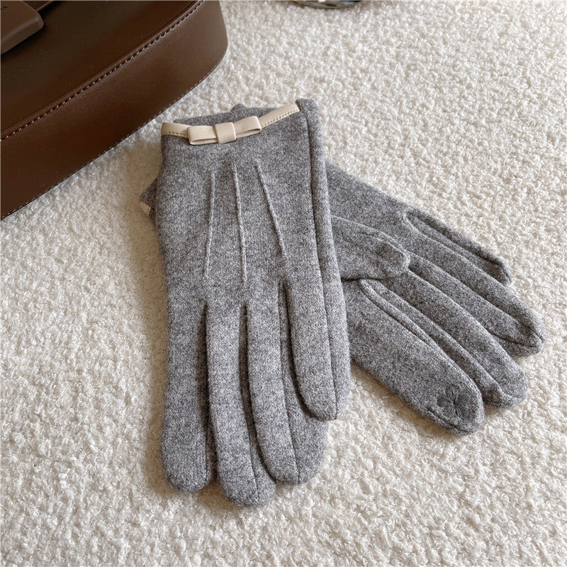 Bowknot Plush Touchscreen Gloves - DippedShop Wholesale - #6467
