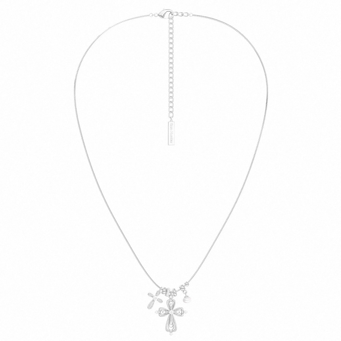 Fashion Gold Plated Cross Pendant Pearl Necklace 6W6JNC388L