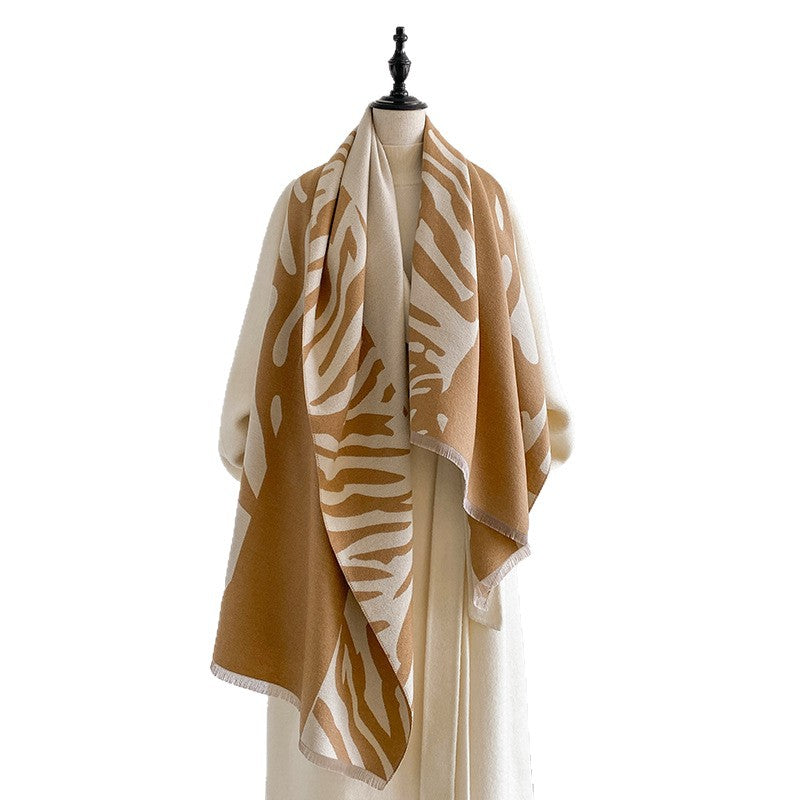 Reversible Jacquard Tassel Scarf - DippedShop Wholesale - #7299