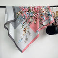 Vintage Floral Print Twill Silk Square Scarf MK2BW6W6NSI03