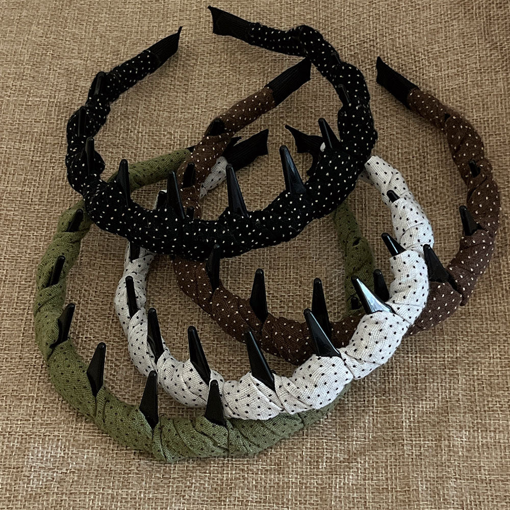 Simple Polka Dot Color Block Toothed Headband 6W6HBD381