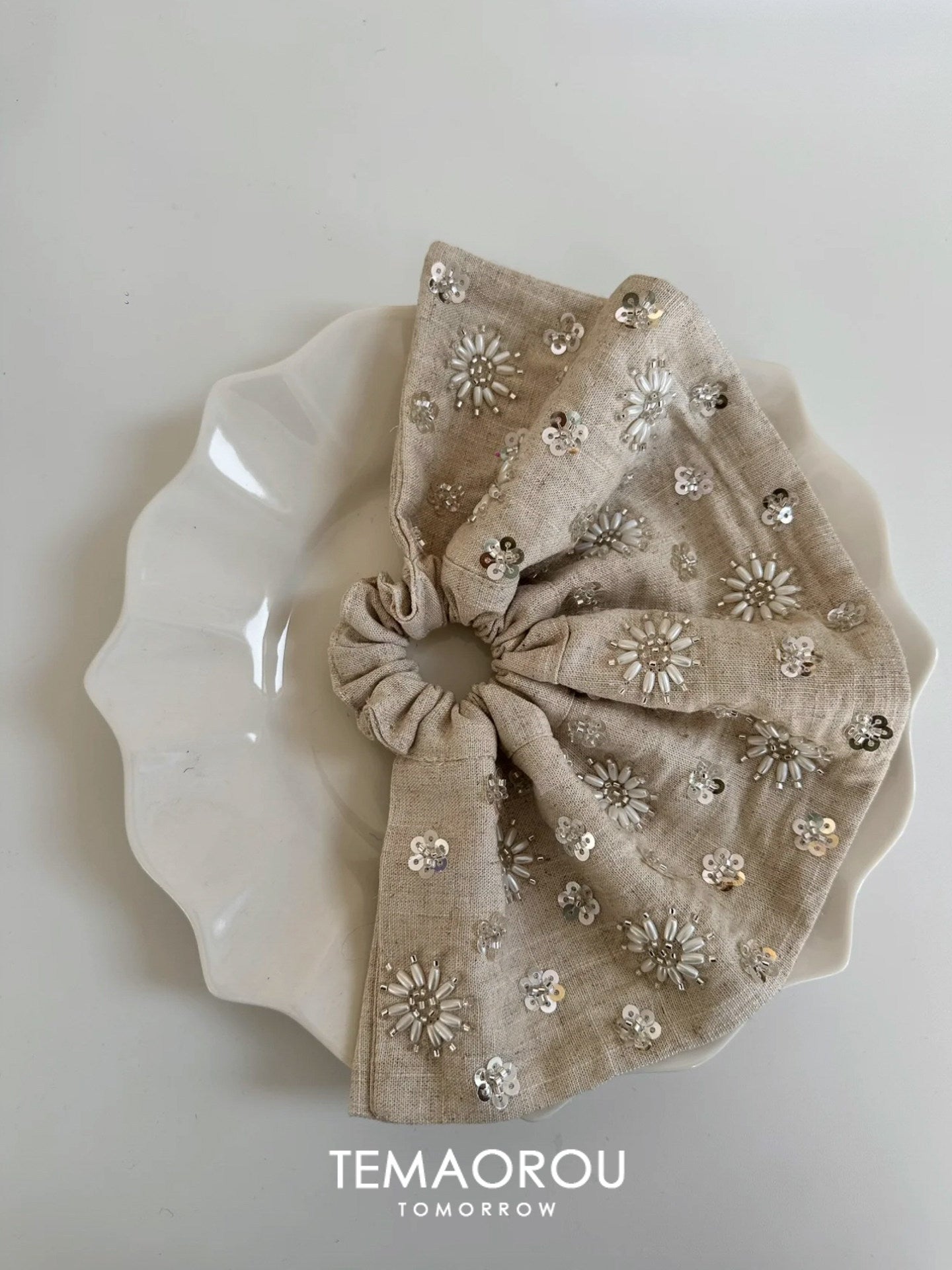 Flower Sequin Hair Scrunchie - DippedShop Wholesale - #8403
