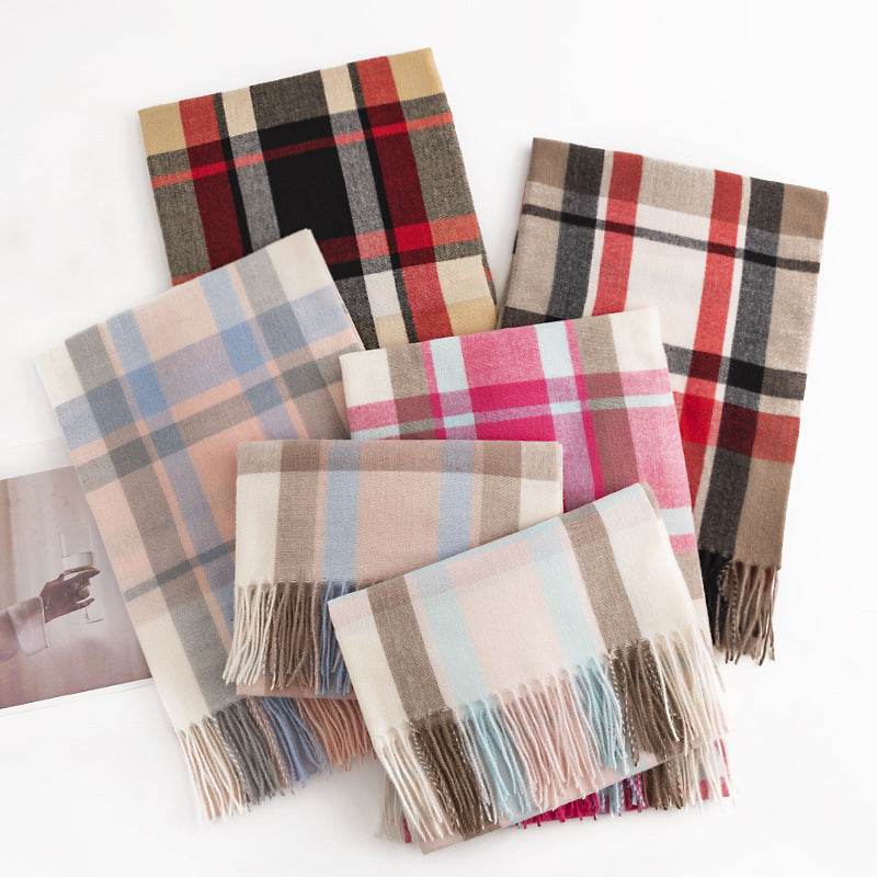 Plaid Tassel Scarf - DippedShop Wholesale - #9667