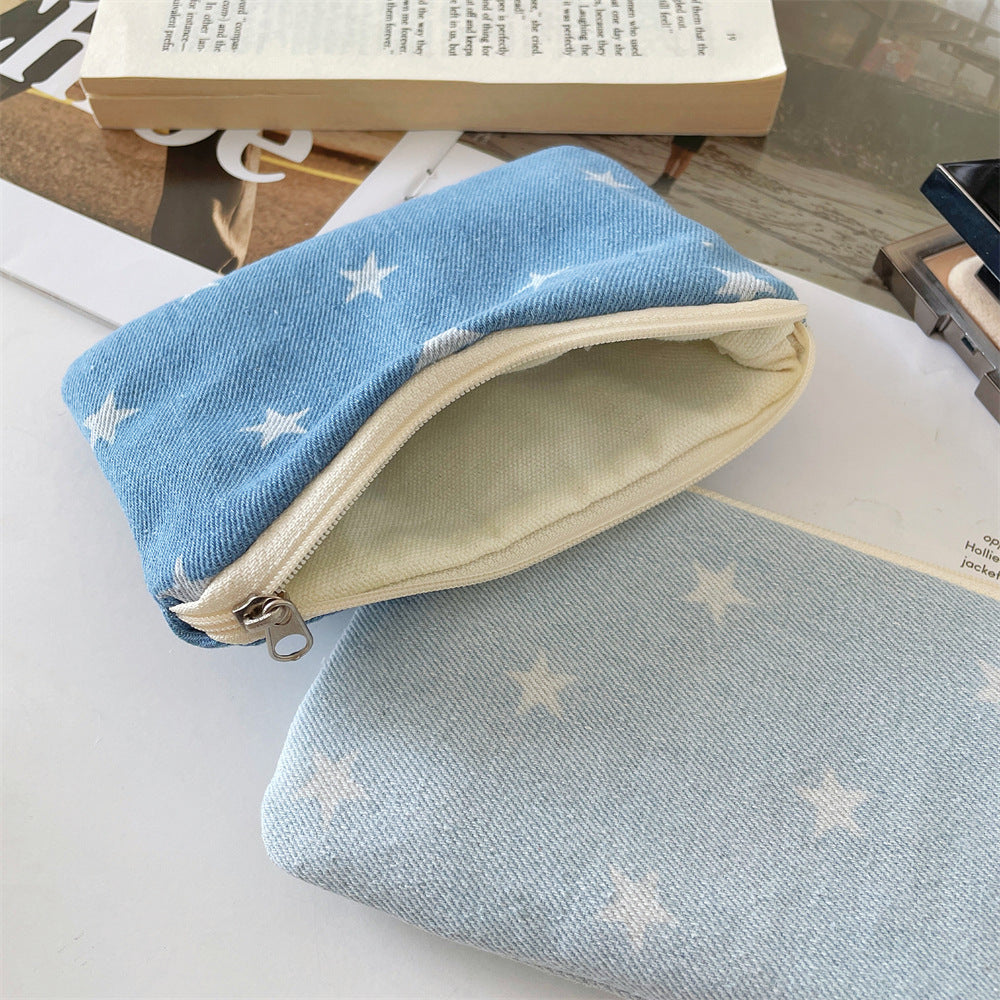 Denim Star Print Travel Portable Card Case 6S10BWB113