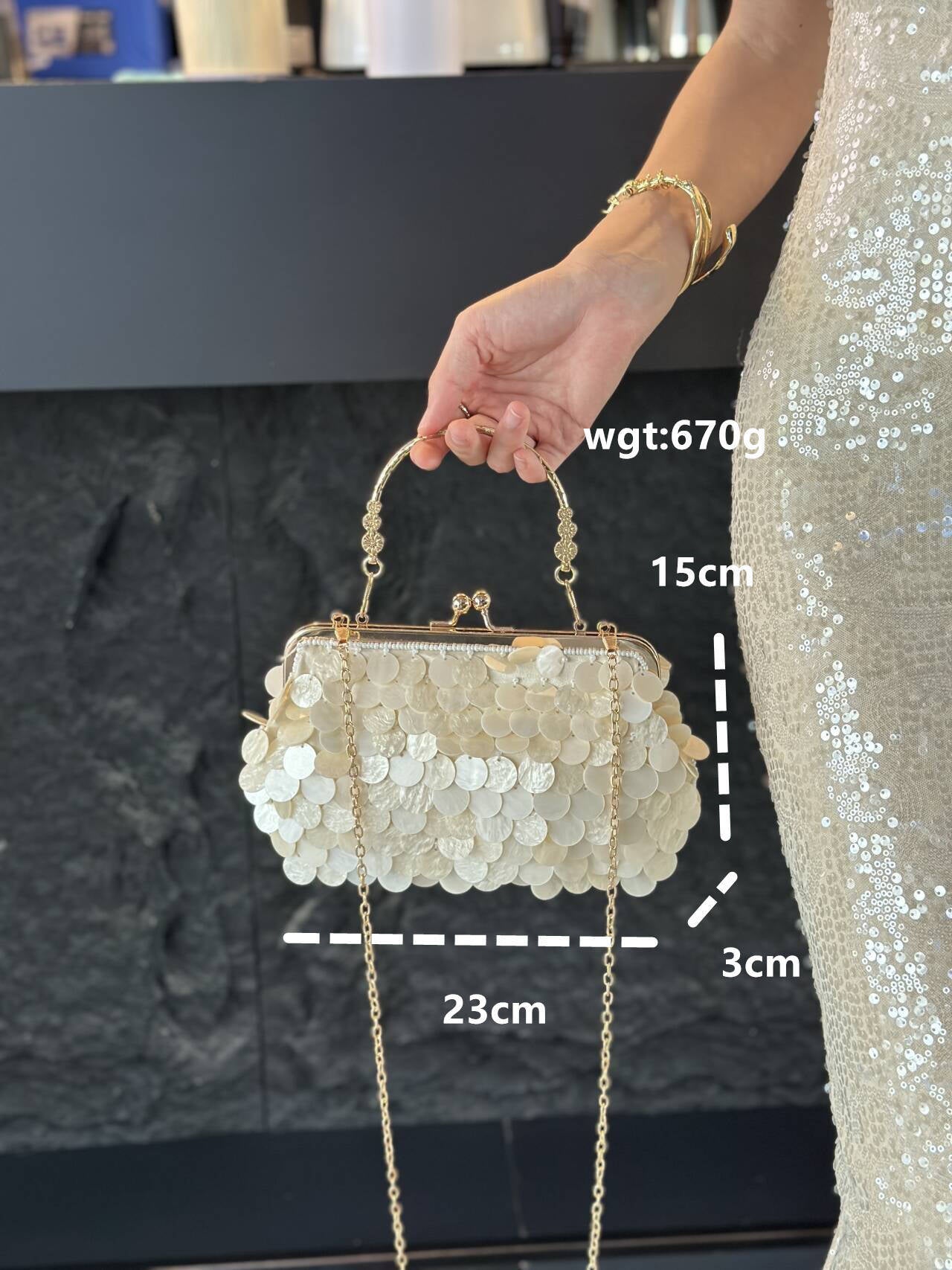 French Style Shell Square Handbag Evening Bag 8BW6BBG416