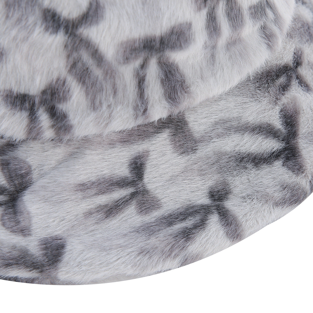 Fuzzy Plush Bow Knot Print Warm Bucket Hat 6W6HAT812