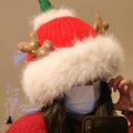 Fuzzy Plush Reindeer Antler Christmas Knitted Beanie 6W6HAT833