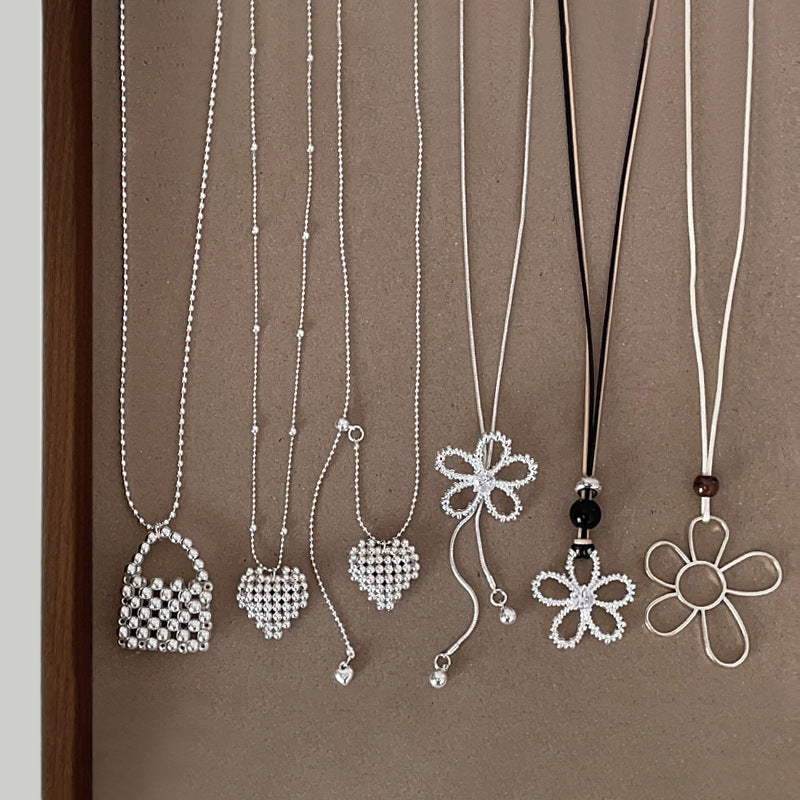 Flower Heart Pendant Necklace - DippedShop Wholesale - #5843