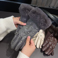 Rhinestone Plush Warm Gloves - DippedShop Wholesale - #2035