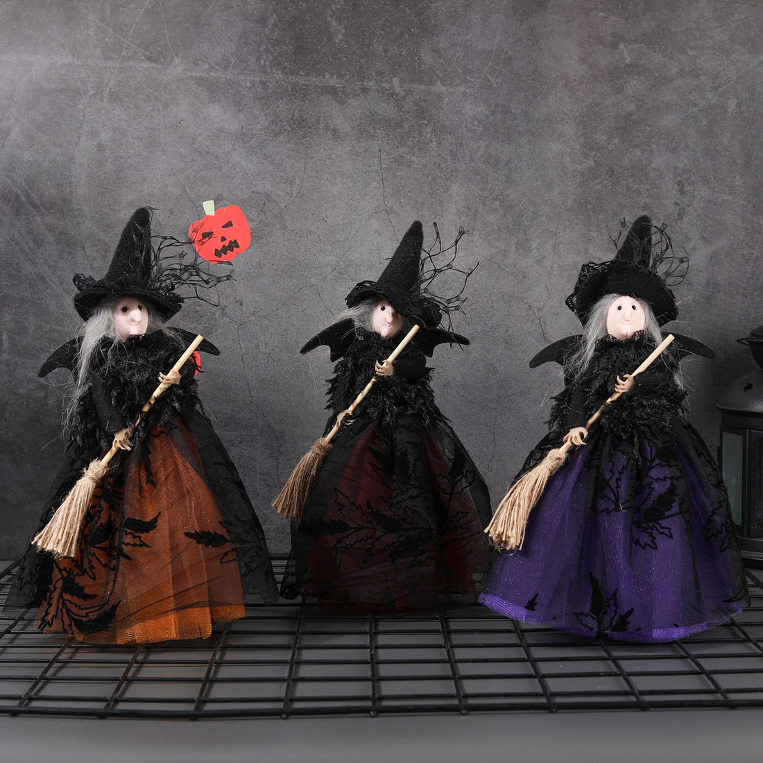 Halloween Mesh Broom Witch Party Doll DPJD2625