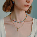 Retro Turquoise Beaded Chain Necklace - DippedShop Wholesale - #9971