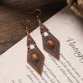 Geometric Wooden Dangle Earrings - DippedShop Wholesale - #9331