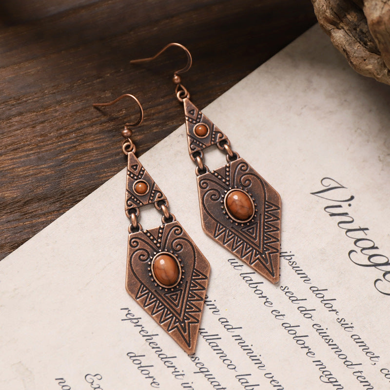 Geometric Wooden Dangle Earrings - DippedShop Wholesale - #9331