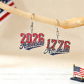 Stylish USA Flag Letter Pendant Hook Earrings 8ZA6JER186L