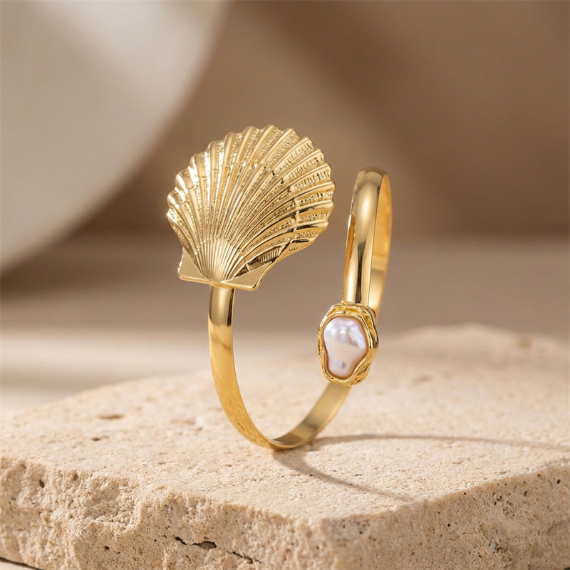 Chunky Gold Plated Shell Pearl - DippedShop Wholesale - #7667