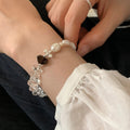 Trendy Pearl Irregular Transparent Bead Chain Bracelet 6W6JBR457