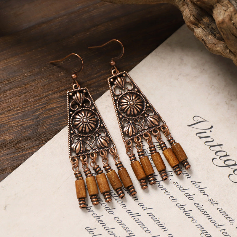 Boho Wooden Dangle Earrings - DippedShop Wholesale - #0835