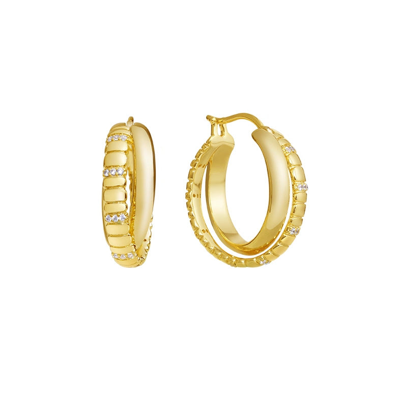 Elegant Double Layer Snake-bone Hoop Earrings 6W6JER583