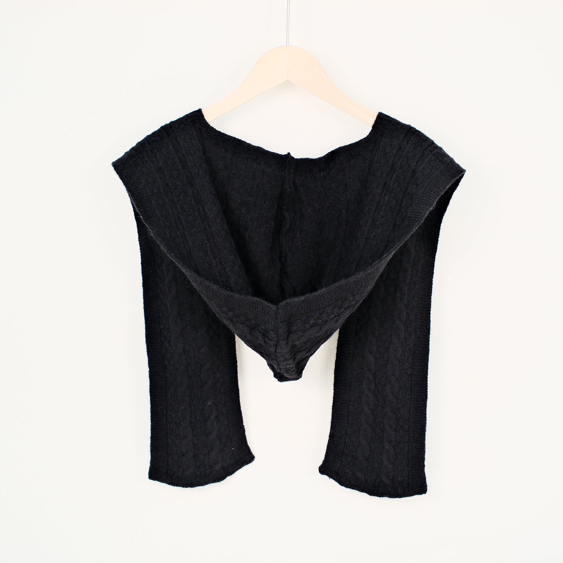 Trendy Solid Color Hooded Knit Shawl Wrap 6W6NSC57