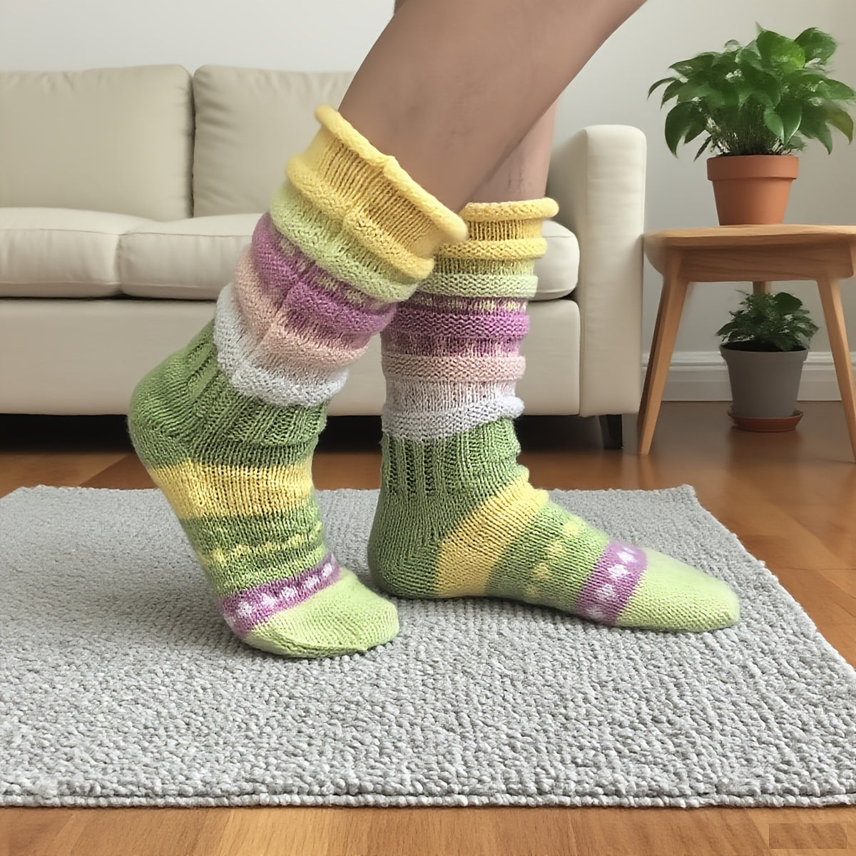 Chunky Knit Striped Mid-Calf Socks - DippedShop Wholesale - #3891