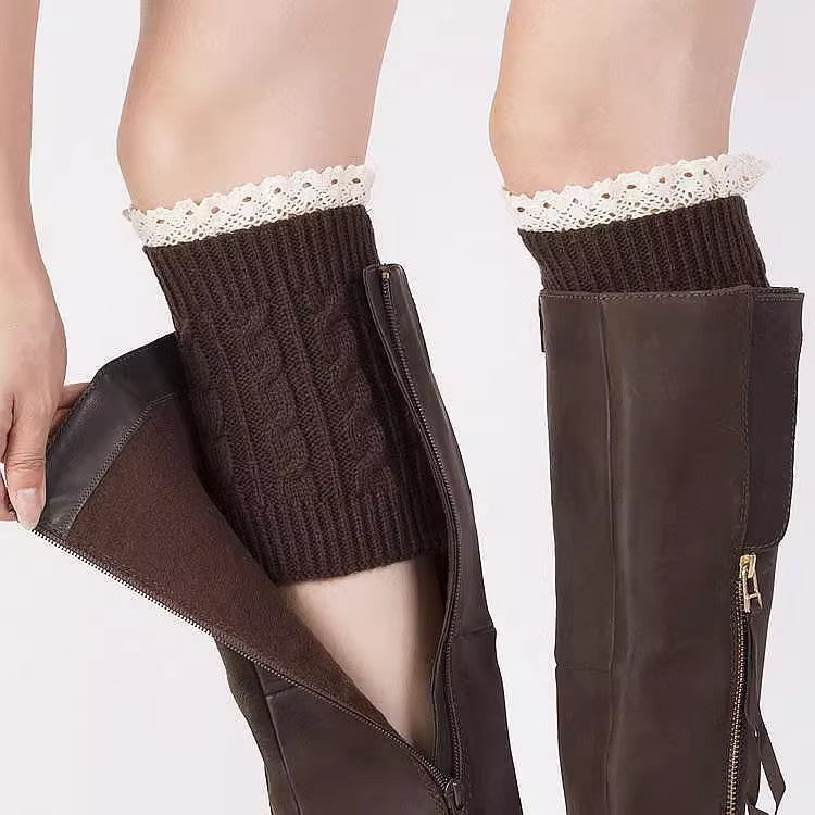 Winter Lace Trim Warm Cable Knitted Boot Cuffs 6W8FSO877