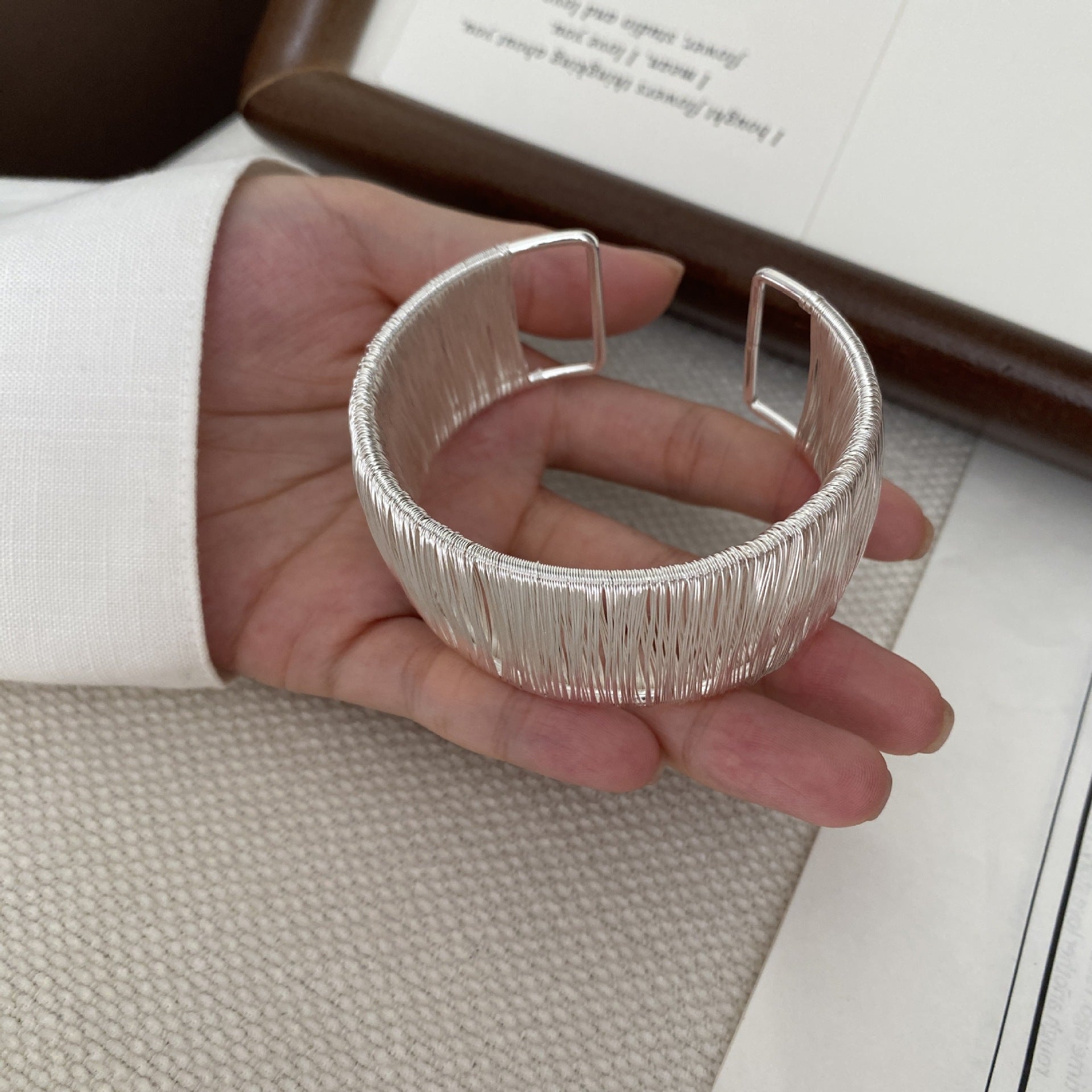 Trendy Vertical Brushed Wide Open Cuff Bracelet 6W6JBR571