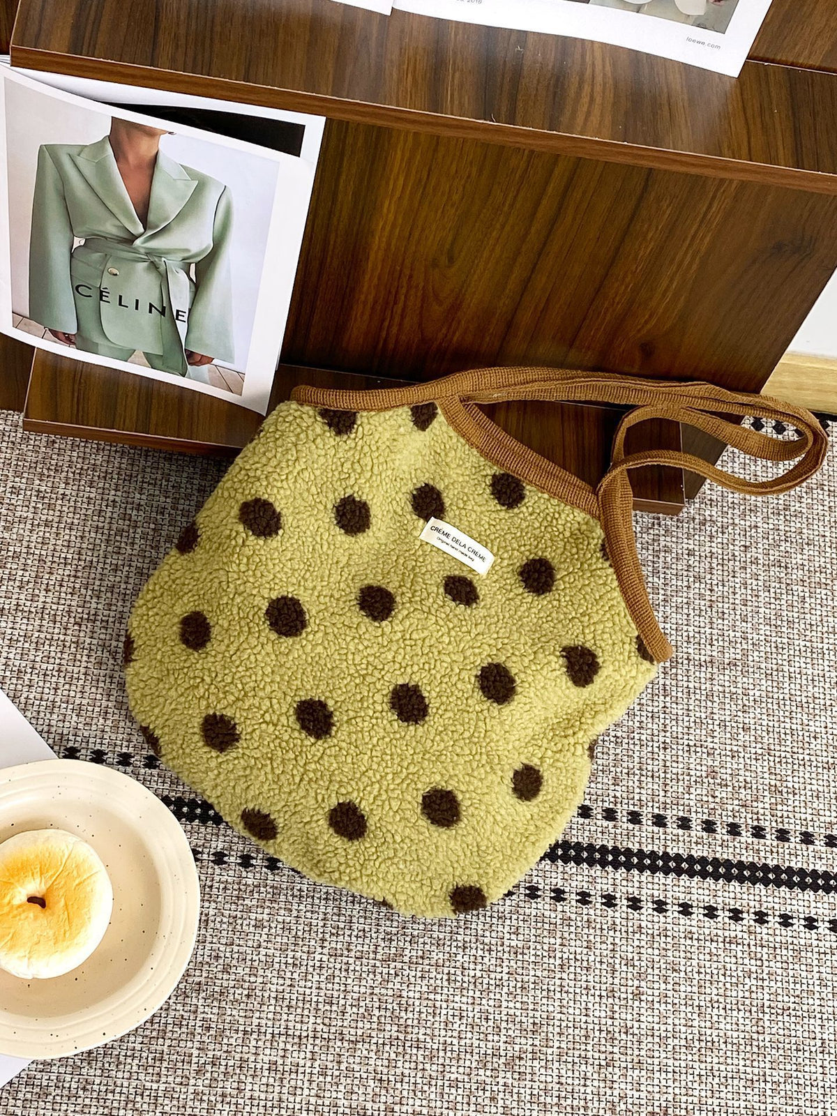 Plush Polka Dot Tote Bag - DippedShop Wholesale - #5859