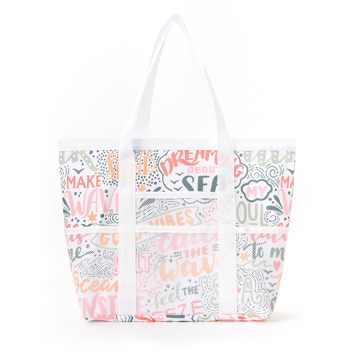 Trendy Mesh Leaf Print Multi-Pockets Storage Bag 8BW6BOB88T